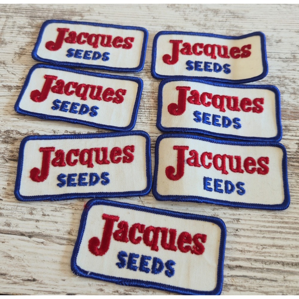 Lot 7 Vintage Jacques Seeds Embroidered Patches NOS Agriculture Misprint Error
